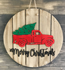 Merry Christmas Wooden Sign Cut-out 22"