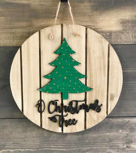 O' Christmas Tree Wooden Sign Cut-out 15"