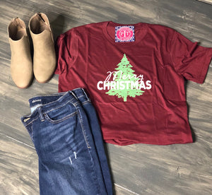 Merry Christmas with Tree - Holiday Shirt short sleeve