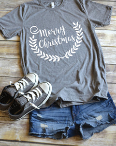 Merry Christmas with wreath - Holiday Shirt